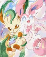 amount:pair atmosphere:clouds body-type:feral series:eeveelutions series:pokemon species:leafeon species:sylveon style:kawaii // 1665x2048 // 650KB