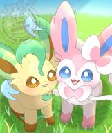 amount:pair atmosphere:field blep body-type:feral series:eeveelutions series:pokemon species:leafeon species:sylveon style:intentional-blur style:kawaii style:playful style:very-playful // 1455x1721 // 251KB