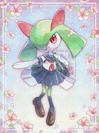 amount:solo atmosphere:flowers atmosphere:sakura body-type:anthro body-type:feral body-type:semi-anthro flower hall-of-fame:bronze hall-of-fame:silver outfit schoolgirl-outfit species:kirlia style:kemono style:thin-border style:watercolor // 1529x2048 // 562KB