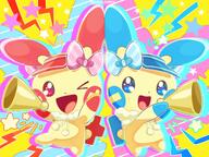 amount:pair body-type:semi-anthro hall-of-fame:bronze species:minun species:plusle style:kawaii style:playful style:pop style:very-kawaii wearing-bow wink // 2048x1536 // 370KB