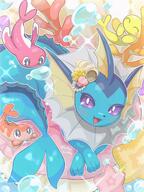 amount:multiple atmosphere:undersea body-type:feral hall-of-fame:bronze hall-of-fame:gold hall-of-fame:silver shell species:tatsugiri style:girly style:kawaii style:outline style:pastel-colors style:playful style:sparkly style:very-girly style:very-kawaii // 1536x2048 // 362KB