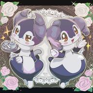 amount:pair atmosphere:fancy atmosphere:flowers body-type:semi-anthro flower hall-of-fame:bronze species:indeedee style:kawaii style:outline // 2048x2048 // 545KB