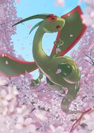 amount:solo atmosphere:sakura body-type:feral body-type:semi-anthro flower hall-of-fame:bronze species:flygon style:intentional-blur style:kawaii // 1191x1684 // 243KB
