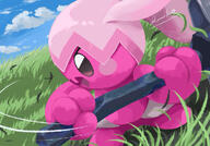 amount:solo atmosphere:field atmosphere:hills atmosphere:windy body-type:semi-anthro species:tinkatuff style:lineless // 1000x700 // 191KB