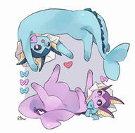 amount:pair body-type:feral hall-of-fame:bronze hall-of-fame:silver opposite-clothing series:eeveelutions series:pokemon species:shiny-pokemon species:vaporeon style:painted wearing-bow // 1110x1100 // 430KB