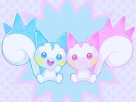 amount:pair body-type:semi-anthro species:pachirisu species:shiny-pokemon style:abstract-background style:girly style:kawaii style:pastel-colors style:playful style:pop // 2048x1536 // 280KB