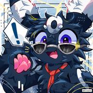 amount:solo body-type:feral fluffified glasses nerdy oc series:eeveelutions series:pokemon species:umbreon style:thin-border style:white-border tie // 1280x1280 // 287KB