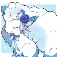 amount:solo atmosphere:regal body-type:feral content feminine flower hall-of-fame:bronze princess socks species:alolan-vulpix style:girly style:white-border wearing-bow wearing-flower // 2048x2048 // 285KB