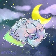 amount:solo atmosphere:night body-type:feral body-type:semi-anthro hall-of-fame:bronze series:pokemon sleeping species:espurr style:painted // 1024x1024 // 131KB