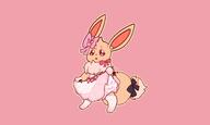 amount:solo body-type:semi-anthro dress hall-of-fame:bronze heart-eyes series:pokemon species:eevee style:girly style:one-color style:outline style:pink wearing-bow // 3600x2160 // 226KB