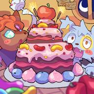 amount:multiple atmosphere:home body-type:feral cake food hall-of-fame:bronze hall-of-fame:silver pokemon-berries species:chimecho species:shinx style:intentional-blur surprise sweets // 1500x1500 // 363KB