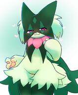 amount:solo body-type:anthro body-type:semi-anthro series:pokemon species:meowscarada style:complementary-colors visibly-shy visual-teasing // 1403x1706 // 156KB