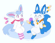 amount:pair body-type:feral body-type:semi-anthro crossed-legs fluffified glasses ice-cream nerdy series:eeveelutions series:pokemon species:sylveon thigh-highs // 1623x1291 // 248KB