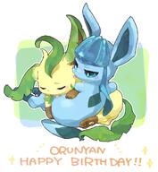 affection amount:pair body-type:feral cuddling lick series:eeveelutions series:pokemon sleeping species:glaceon species:leafeon // 1200x1300 // 165KB