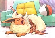 amount:solo atmosphere:home body-type:feral hall-of-fame:bronze series:eeveelutions series:pokemon sleeping species:flareon yawn // 1200x831 // 167KB