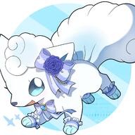 amount:solo atmosphere:fashion body-type:feral feminine flower princess species:alolan-vulpix style:abstract-background style:girly style:kawaii style:pastel-colors style:playful style:very-girly style:very-kawaii wearing-bow wearing-flower // 2048x2048 // 289KB