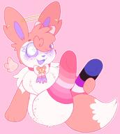 amount:solo angel-wings body-type:feral body-type:slightly-chubby collar freckles halo series:eeveelutions series:pokemon socks species:sylveon style:girly style:one-color style:outline style:pink style:very-girly thigh-highs // 1790x2000 // 219KB