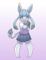 amount:solo body-type:anthro body-type:semi-anthro casual-outfit necklace series:eeveelutions series:pokemon skirt species:glaceon // 2304x2948 // 258KB