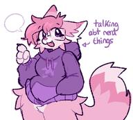 amount:solo body-type:anthro body-type:slightly-chubby explanation glasses hall-of-fame:bronze hoodie species:cat species:fox style:kemono sweater // 1089x982 // 119KB