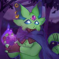 amount:solo atmosphere:forest atmosphere:halloween atmosphere:spooky body-type:anthro body-type:semi-anthro forehead-gem hall-of-fame:bronze hall-of-fame:silver magic scarf series:eeveelutions series:pokemon species:espeon species:shiny-pokemon witch // 1080x1080 // 125KB