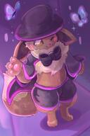 amount:solo body-type:anthro body-type:semi-anthro boxers butterflies cape hall-of-fame:bronze hall-of-fame:silver hat magic series:pokemon species:eevee style:kemono wearing-bow wink // 1200x1800 // 196KB