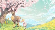 amount:pair atmosphere:flowers atmosphere:hills atmosphere:petals atmosphere:sakura atmosphere:sunlight body-type:feral series:pokemon species:deerling species:sawsbuck // 4096x2239 // 991KB