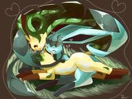 affection amount:pair body-type:feral cuddling hall-of-fame:bronze heart-shape popsicle series:eeveelutions series:pokemon species:glaceon species:leafeon style:chromatic-aberration wink // 3170x2370 // 4.4MB