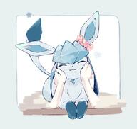 affection amount:solo body-type:feral cheek-rub feminine flower pressing-same-body-part-against-each-other series:eeveelutions series:pokemon species:glaceon style:girly style:pastel-colors style:playful style:very-playful wearing-flower // 500x475 // 34KB