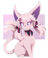 amount:solo body-type:feral body-type:semi-anthro feminine happy long-hair oc style:girly style:kawaii style:outline style:very-kawaii style:white-border wearing-bow // 1707x2048 // 217KB