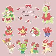amount:multiple atmosphere:christmas body-type:feral body-type:semi-anthro grouping:grass-types series:eeveelutions series:pokemon species:bellossom species:cherrim species:deerling species:leafeon species:lilligant species:maractus species:meganium species:oddish species:shaymin species:swadloon // 2000x2000 // 1.7MB