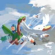 amount:multiple atmosphere:clouds body-type:feral body-type:humanoid species:human species:tropius species:wingull style:painted // 1200x1200 // 138KB