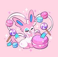 amount:solo body-type:feral candy food lollipop macarons series:eeveelutions series:pokemon species:sylveon style:girly style:pastel-colors style:sparkly sweets // 1179x1163 // 142KB