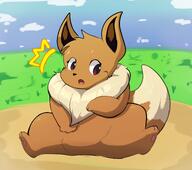 amount:solo atmosphere:field body-type:feral body-type:slightly-chubby series:pokemon species:eevee // 3013x2670 // 370KB