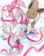 amount:pair atmosphere:bedroom body-type:feral series:eeveelutions series:pokemon silly species:eevee species:sylveon tied // 770x967 // 113KB