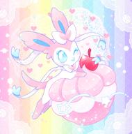 amount:solo body-type:feral food pokepuff series:eeveelutions series:pokemon species:sylveon style:girly style:pastel-colors style:sparkly style:very-girly sweets // 1816x1838 // 3.1MB