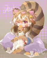 bell body-type:anthro body-type:semi-anthro eating food glasses hall-of-fame:bronze hall-of-fame:silver nerdy species:raccoon wearing-bow // 1339x1636 // 199KB