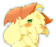 amount:solo body-type:feral body-type:semi-anthro character:idk-but-its-a-yellow-cat embarrassed fluffified hall-of-fame:bronze hall-of-fame:silver pocky species:cat style:kawaii style:kemono style:very-kawaii visibly-shy wink // 700x580 // 52KB