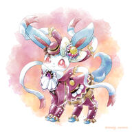 amount:solo body-type:feral outfit series:eeveelutions series:pokemon species:shiny-pokemon species:sylveon style:watercolor // 2000x2000 // 3.4MB