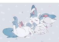 affection amount:pair body-type:feral cuddling series:eeveelutions series:pokemon species:eevee species:shiny-pokemon species:sylveon // 3232x2336 // 299KB