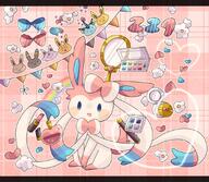 amount:solo atmosphere:assorted-objects atmosphere:regal body-type:feral princess series:eeveelutions series:pokemon species:sylveon style:girly style:one-color style:pastel-colors style:pink // 900x784 // 174KB