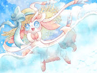 amount:solo atmosphere:clouds atmosphere:farm atmosphere:field body-type:feral series:eeveelutions series:pokemon species:sylveon straw_hat style:watercolor // 2000x1500 // 3.7MB