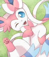 amount:solo atmosphere:field body-type:feral series:eeveelutions series:pokemon species:sylveon style:over-exposure // 1000x1181 // 744KB