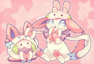 amount:pair body-type:blob body-type:feral onesie outfit pajamas series:eeveelutions series:pokemon species:sylveon style:girly style:one-color style:opposite-background style:pink style:sparkly // 1480x1000 // 1.3MB