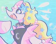 amount:solo atmosphere:beach bandana body-type:feral choker feminine flower happy oc species:primarina style:girly style:pastel-colors wearing-flower // 1908x1500 // 247KB