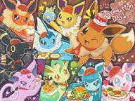 all-eeveelutions-represented amount:multiple atmosphere:cafe body-type:feral food grouping:all-eeveelutions series:pokemon species:eevee style:girly style:kawaii style:sparkly style:very-kawaii // 2048x1536 // 566KB