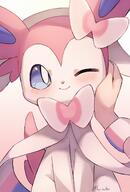 affection amount:solo body-type:feral cheek-rub pressing-same-body-part-against-each-other series:eeveelutions series:pokemon species:sylveon style:girly style:one-color style:pink // 1378x2039 // 2.4MB