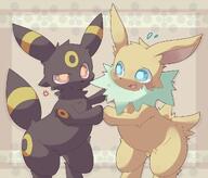 amount:pair body-type:feral body-type:semi-anthro body-type:slightly-chubby pressing-same-body-part-against-each-other series:eeveelutions series:pokemon species:jolteon species:umbreon style:abstract-background weirded-out // 1201x1025 // 419KB