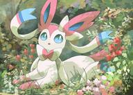 amount:solo atmosphere:field atmosphere:flowers body-type:feral series:eeveelutions series:pokemon species:sylveon style:noisy // 1920x1369 // 408KB