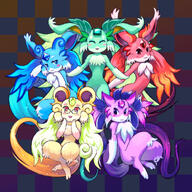 amount:multiple body-type:anthro body-type:semi-anthro forehead-gem glasses nerdy smug species:carbuncle-(Puzzle-and-Dragons) style:checkered style:kawaii visual-teasing // 1000x1000 // 1.1MB