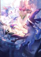 amount:pair atmosphere:fashion atmosphere:regal body-type:feral flower hall-of-fame:bronze series:eeveelutions series:pokemon species:shiny-pokemon species:sylveon style:girly style:sparkly style:very-girly // 1100x1519 // 2.0MB